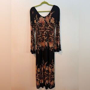 Free People Black Floral Long Sleeve Dress size S/P